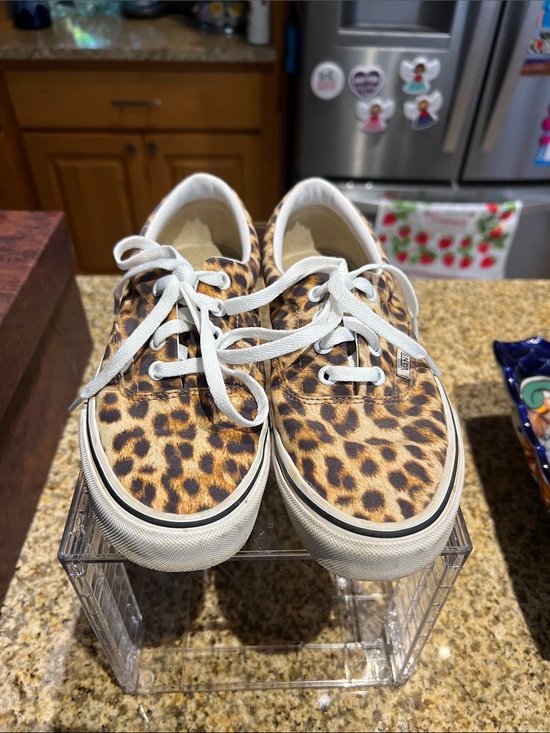Vans Shoes - Vans Leopard Print Canvas Sneakers in Tan and Black with White Laces